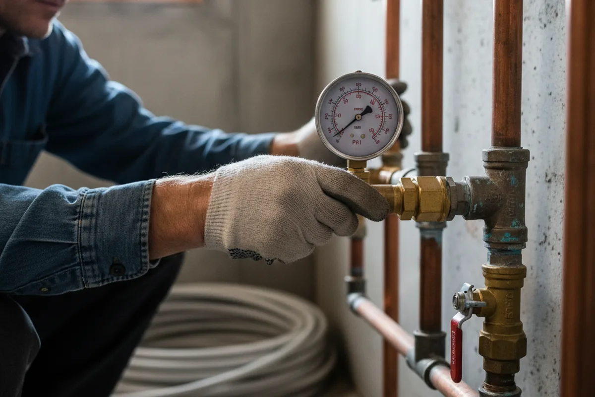 Pressure testing a repaired line during Water Line Repair in Lumberport